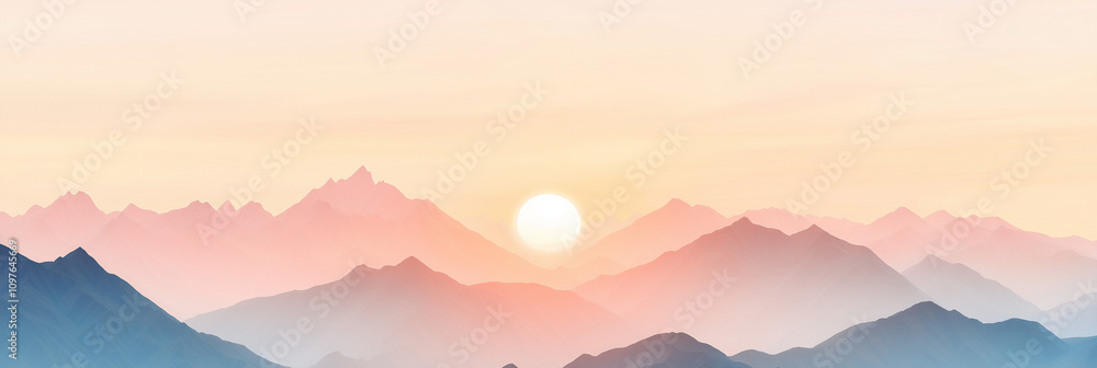 A captivating view of sunrise over a series of silhouetted mountains, bathed in soft pastel hues, suggesting tranquility and the natural grandeur of dawn. A captivating view of sunrise over a series of silhouetted mountains, bathed in soft pastel hues, suggesting tranquility and the natural grandeur of dawn.