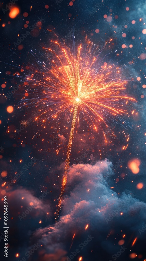 Fototapeta premium Golden Sparkles Over a Blue Abstract New Year Theme