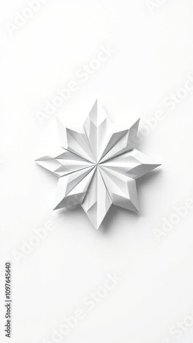 Origami star with folded edges and sharp corners displayed on a white background, bozie narodzenie, origami, festive, decoration, folded design