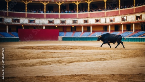 Empty round bullfight arena. bullring for traditional performance of bullfight