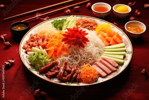 Yee sang chopsticks table plate
