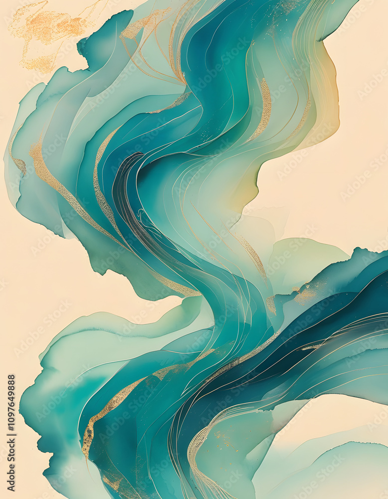 Abstract Blue and Gold Swirl Abstract Blue and Gold Swirl