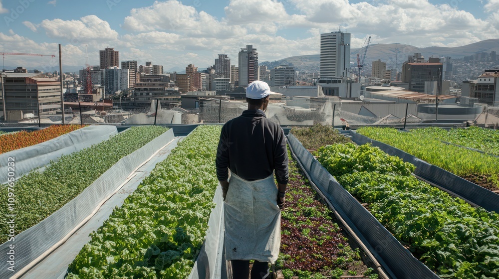 African urban farmers thriving in rooftop greenhouses in Johannesburg, South Africa