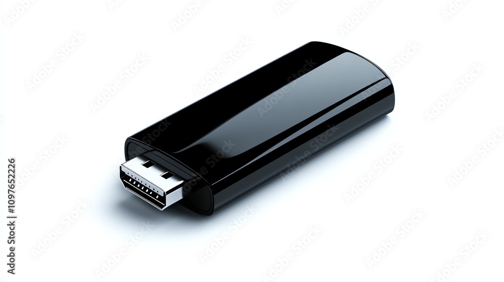 Black USB flash drive on white isolated background. Black USB flash drive on white isolated background.