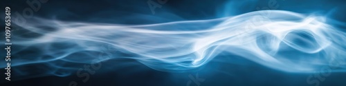 Ethereal blue smoke swirling on dark background