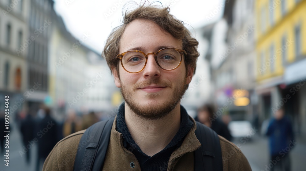Obraz premium European journalist investigating data-driven projects for social justice in Zurich, Switzerland