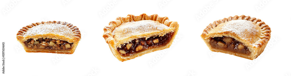 Homemade mince pies filled with spiced fruit, perfect for holiday gatherings and cozy winter nights with family on white background or transparent PNG Homemade mince pies filled with spiced fruit, perfect for holiday gatherings and cozy winter nights with family on white background or transparent PNG