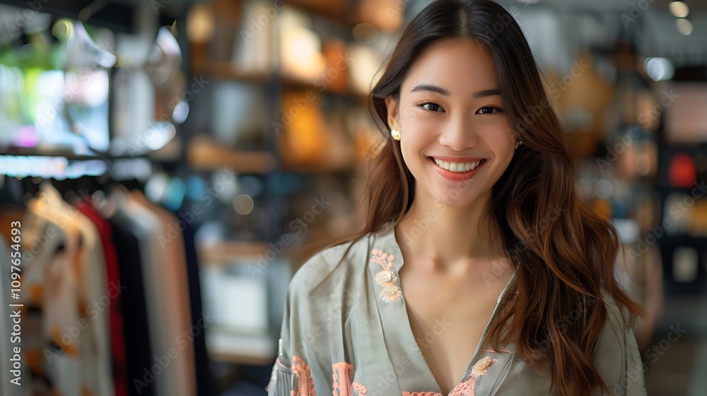 Confident young female barista in apron standing against a backdrop of neatly arrayed coffee cups and teapots
Confident young female barista in apron standing against a backdrop of neatly arrayed coffee cups and teapots