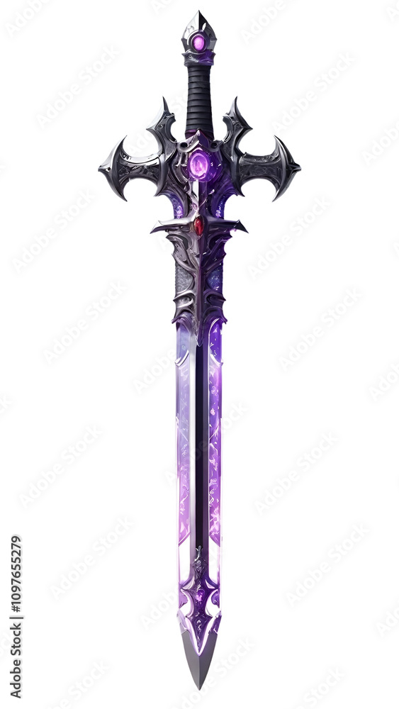 Neon purple fantasy knights sword, transparent background PNG Neon purple fantasy knights sword, transparent background PNG