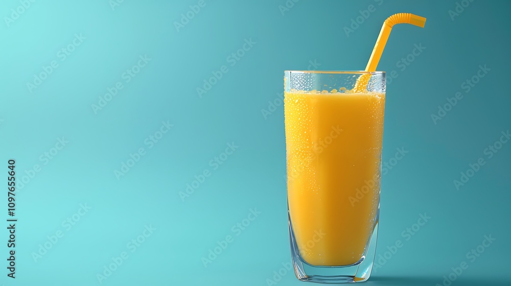 Fresh mango fruit juice isolated on blue background Fresh mango fruit juice isolated on blue background
