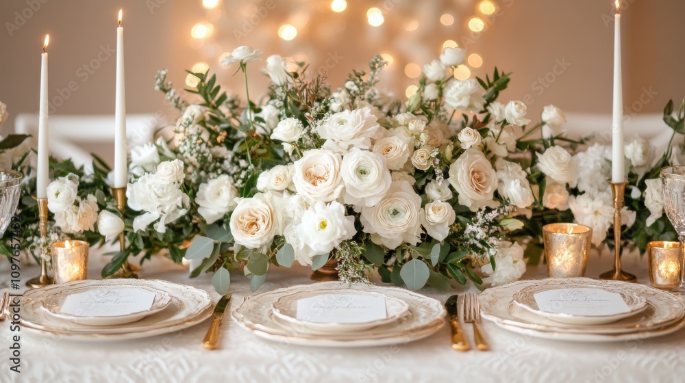 Elegant Holiday Table with White and Gold Decor Elegant Holiday Table with White and Gold Decor