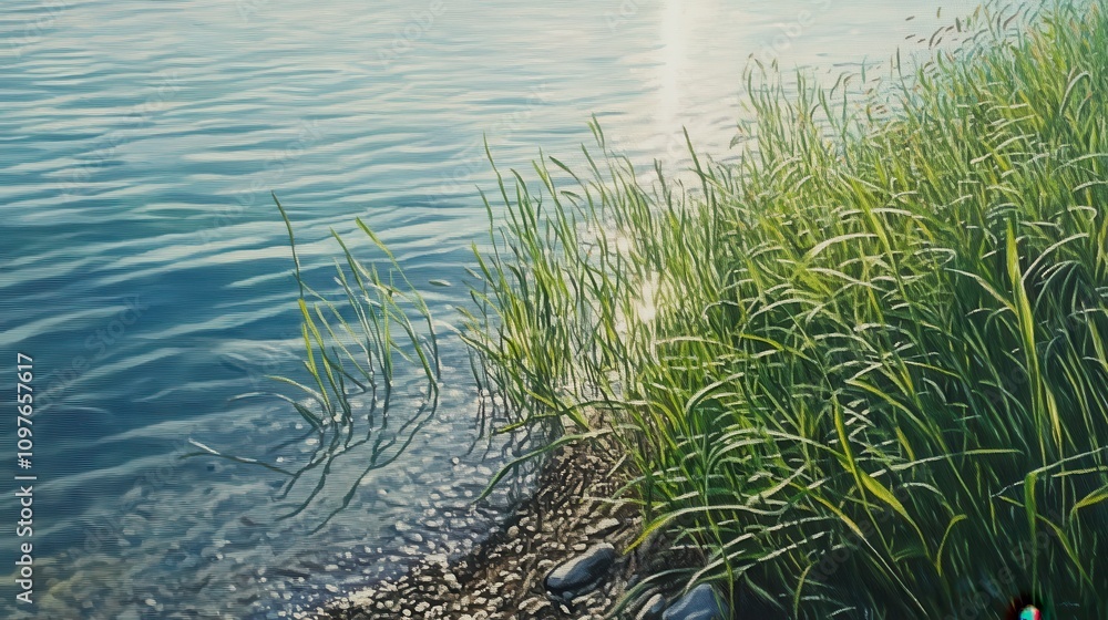 Vibrant Coastal Scene with Afternoon Light Reflection Vibrant Coastal Scene with Afternoon Light Reflection