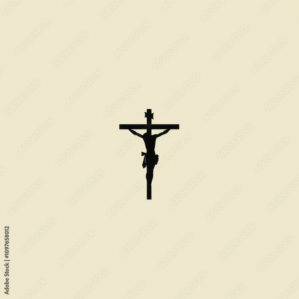 Black minimalist jesus christ on the cross logo design crucifix symbol silhouette. Black minimalist jesus christ on the cross logo design crucifix symbol silhouette.