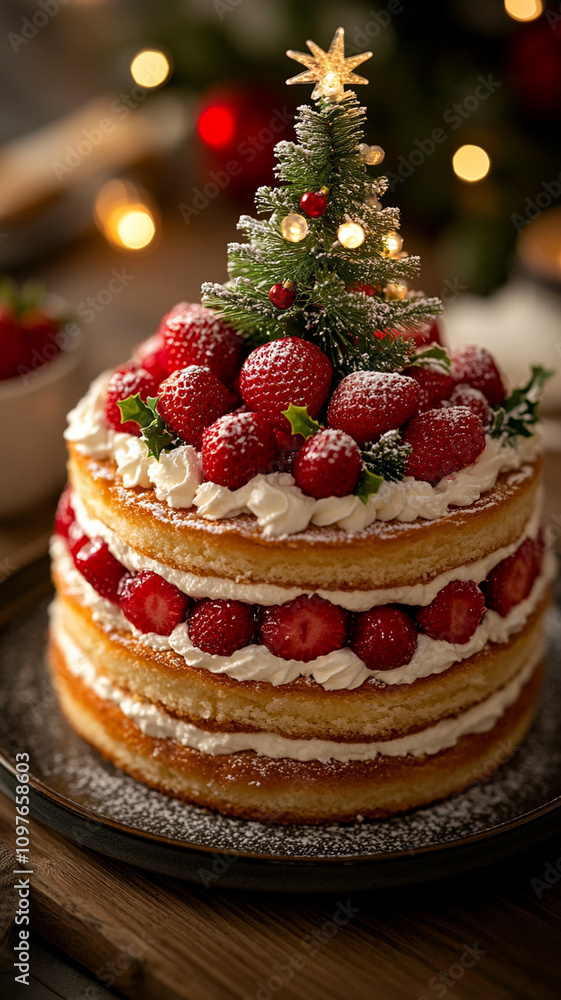 christmas cake with berries christmas cake with berries