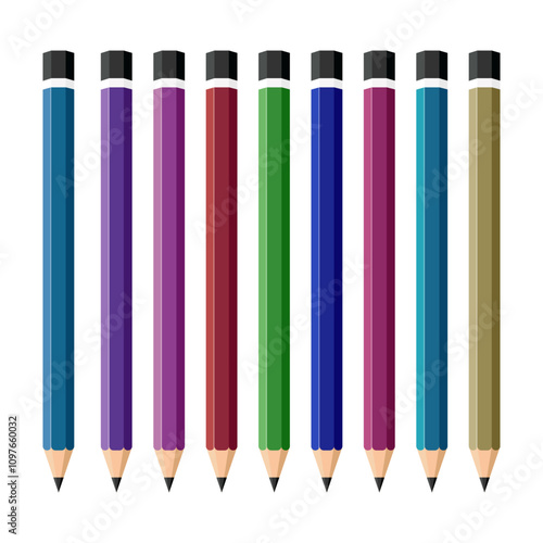 set of colored pencils. pencils on white background