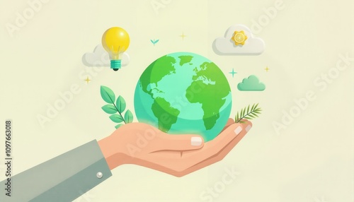 Wallpaper Mural Protecting Our Planet: A Hand Holding the Earth, Symbolizing Environmental Conservation and Sustainable Living Torontodigital.ca