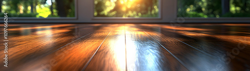 Wallpaper Mural Sunlit hardwood floor near windows. Torontodigital.ca
