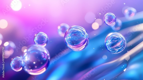 Wallpaper Mural Digital technology blue purple gradient wave bubble illustration poster background Torontodigital.ca