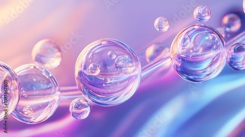 Digital technology blue purple gradient wave bubble illustration poster background