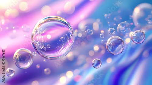 Digital technology blue purple gradient wave bubble illustration poster background