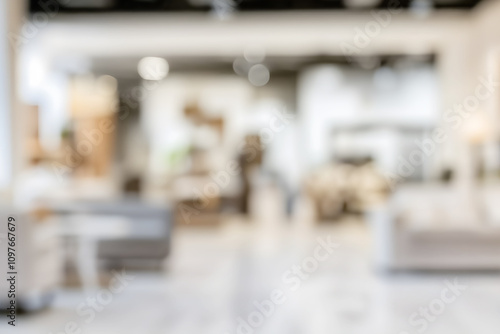 Wallpaper Mural Blurred and out of focus background showcasing Blurred Furniture Showroom for Premium Product Display and Advertising Banner Torontodigital.ca
