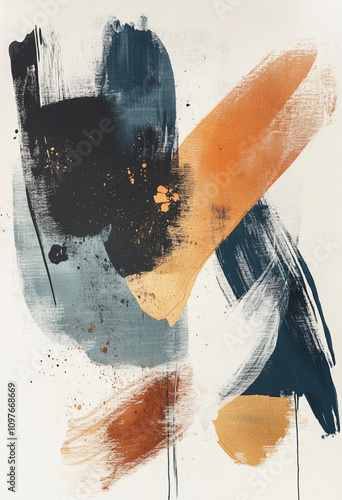 Luxury Wall Art Poster. Abstract Brush Strokes Wall Art. Wall art poster.