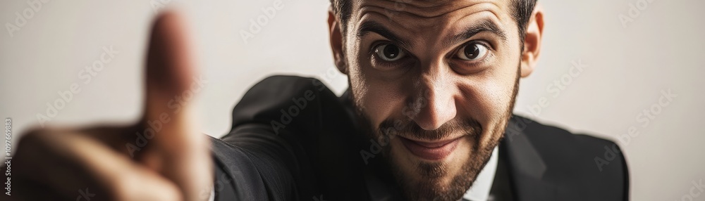 Obraz premium Candid moment of a businessman with a playful expression office photography professional environment close-up view business and emotions