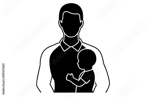 Dad and baby silhouette. vector illustration.