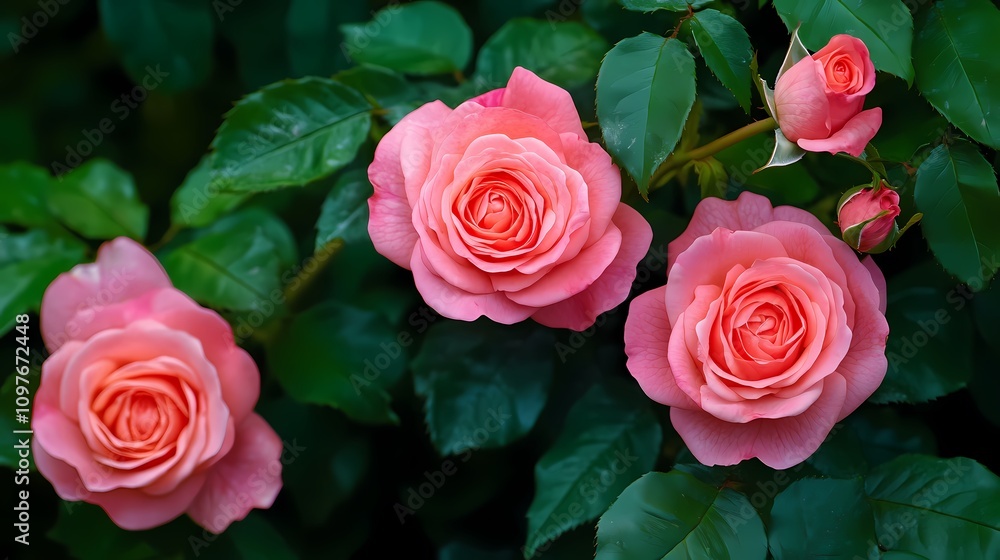Pink Rose Garden outdoor illustration poster background Pink Rose Garden outdoor illustration poster background