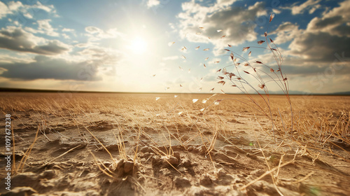 Wind Carrying Seeds to barrenlands initiating photo