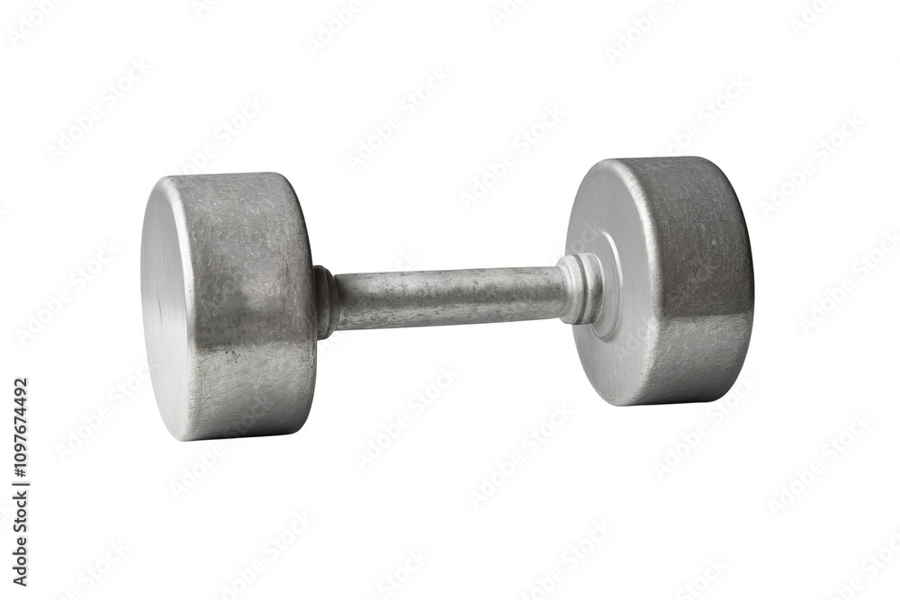 Fototapeta premium Single piece cast iron dumbbell, isolated on white background.