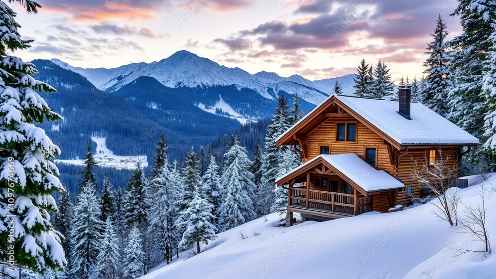 Serene Mountain Cabin at Sunset: Perfect for Winter Retreat, Cozy Living, and Nature Lovers Serene Mountain Cabin at Sunset: Perfect for Winter Retreat, Cozy Living, and Nature Lovers