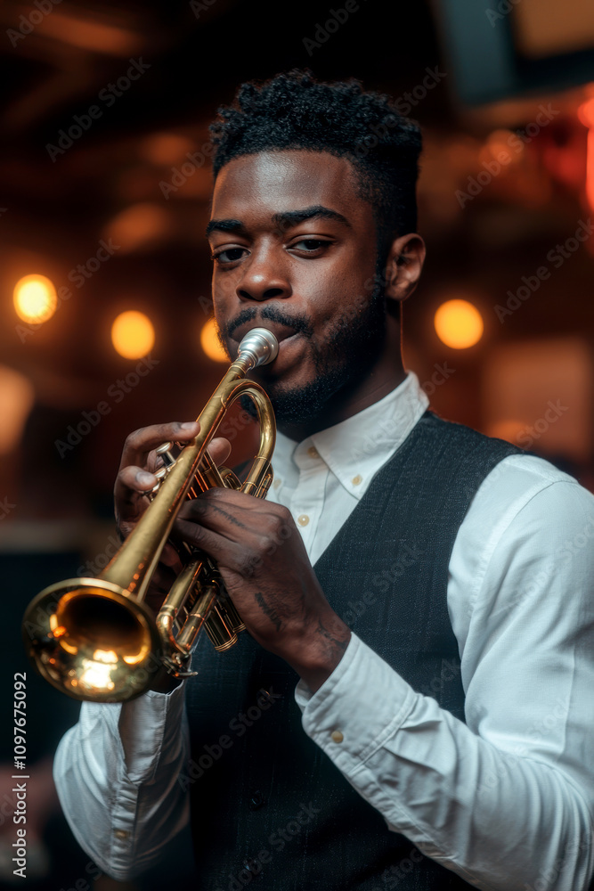 Obraz premium a jazz bar stage. AI generative.