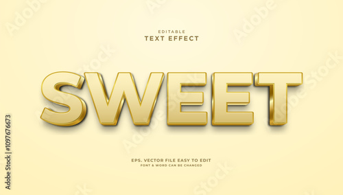 Sweet gold editable text effect 3d