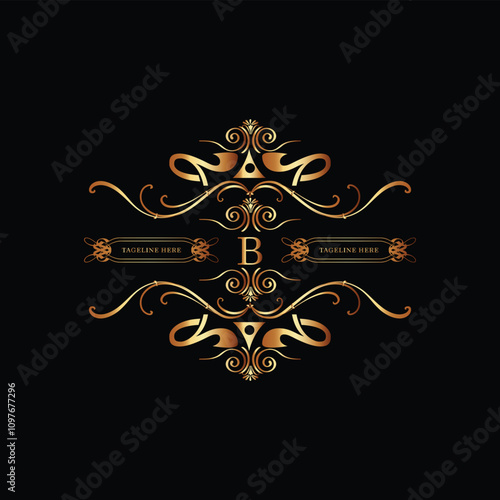 creative  new latter b logo design  and latter  initial logo. b monogram latter logo , golden  new b logo design with black color ,new template design