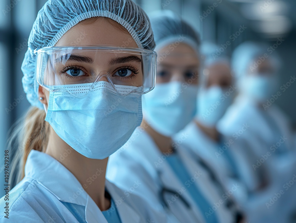 Young Female Doctor in Medical Uniform and Face Mask Young Female Doctor in Medical Uniform and Face Mask