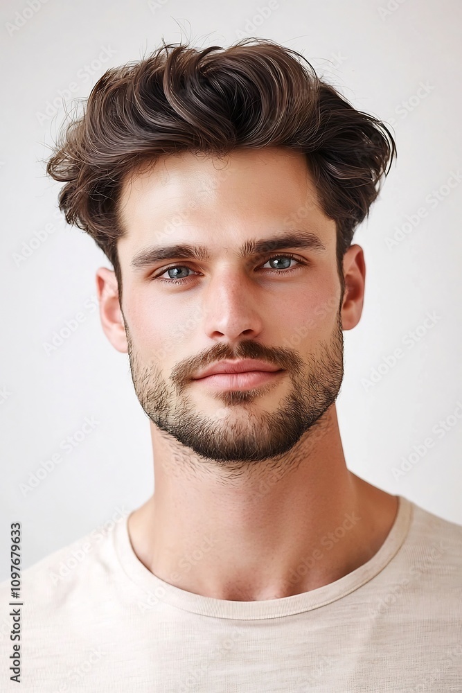 Obraz premium Captivating Male Model with Chiseled Features in Cinematic Studio Setting