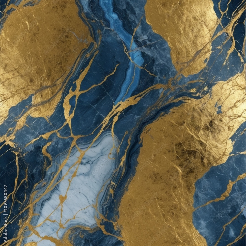 Naklejka premium Gold and blue marble stone textured background wallpaper.