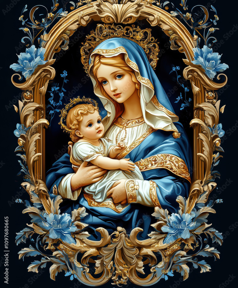 Fototapeta premium Mother of God with a baby. AI generative.