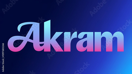 gradient-colored illustration of name Akram on blue background