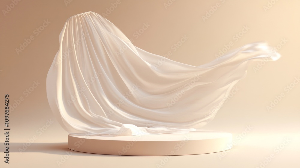 A white fabric is blowing in the wind, creating a sense of movement and freedom A white fabric is blowing in the wind, creating a sense of movement and freedom
