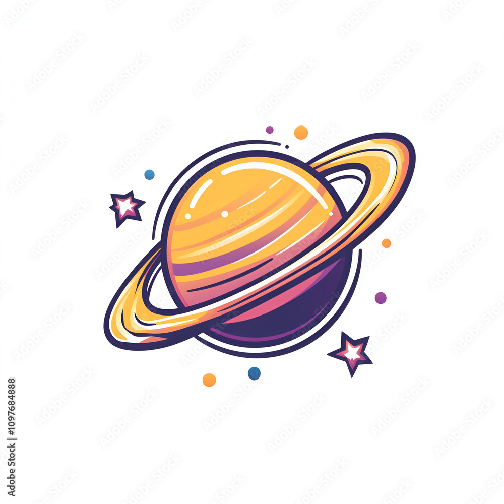 Cosmic planet logo design digital art graphic style creative environment flat vector space concept