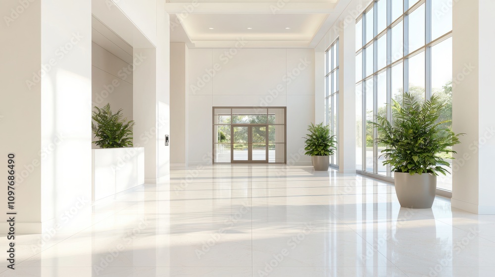 Obraz premium Sanitizer station at hospital entrance modern design bright environment