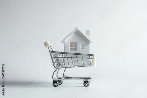 House in Shopping Cart - Buying a Home, Dream Home, Real Estate, Housing Market