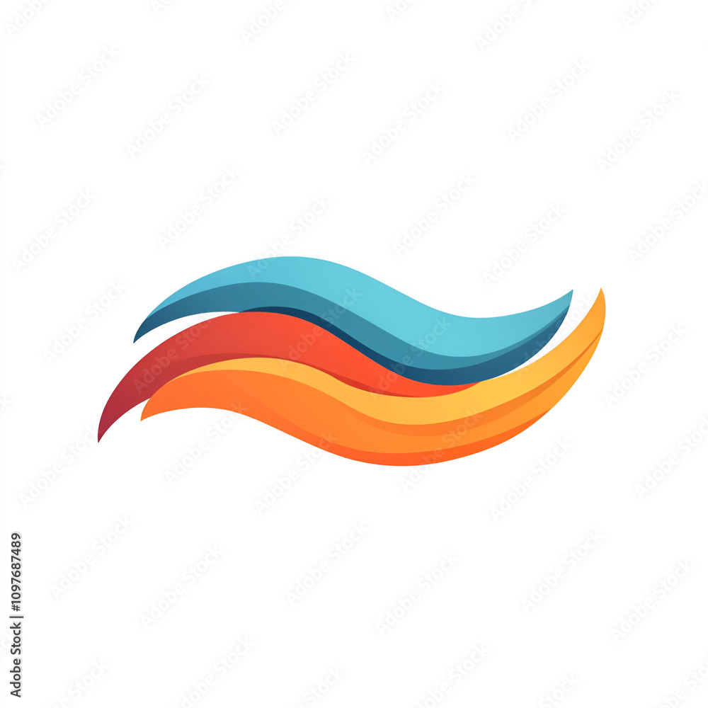 Obraz premium Dynamic wave logo design abstract concept graphic art modern aesthetic vibrant colors digital illustration for branding