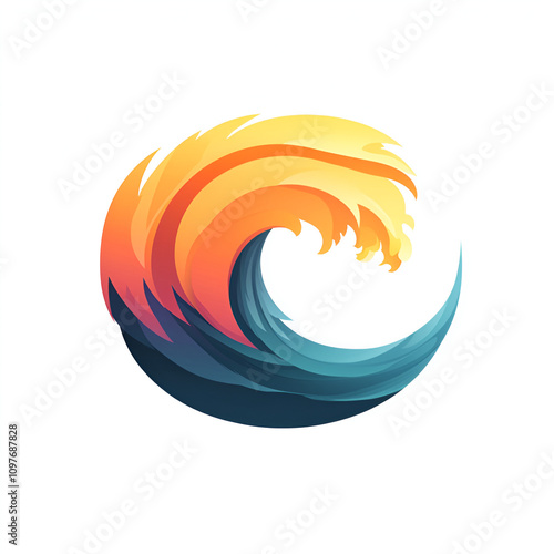 Dynamic wave design logo digital art abstract calm waters vector illustration artistic expression for branding