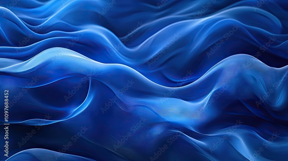 Obraz premium A mesmerizing abstract wave pattern in soothing shades of blue, creating a tranquil and serene atmosphere.