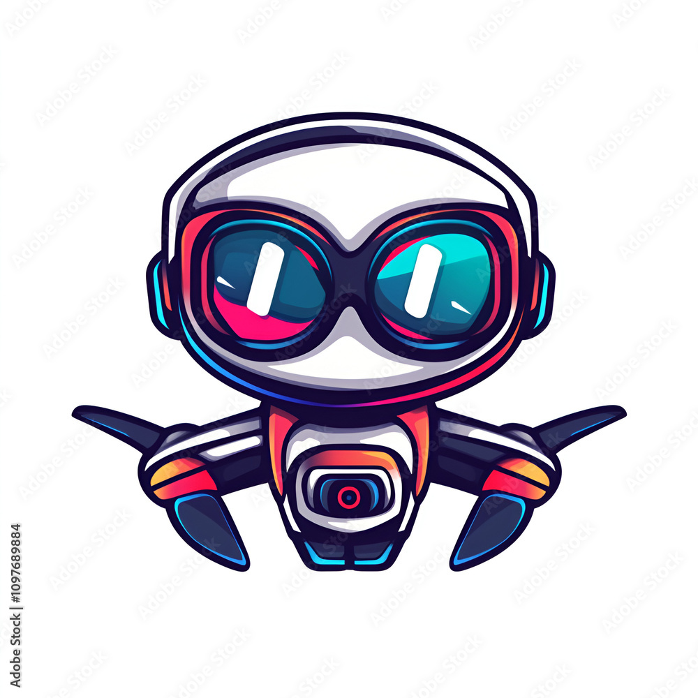 Fototapeta premium Innovative drone mascot design for delivery service urban environment digital art futuristic concept eye-catching viewpoint