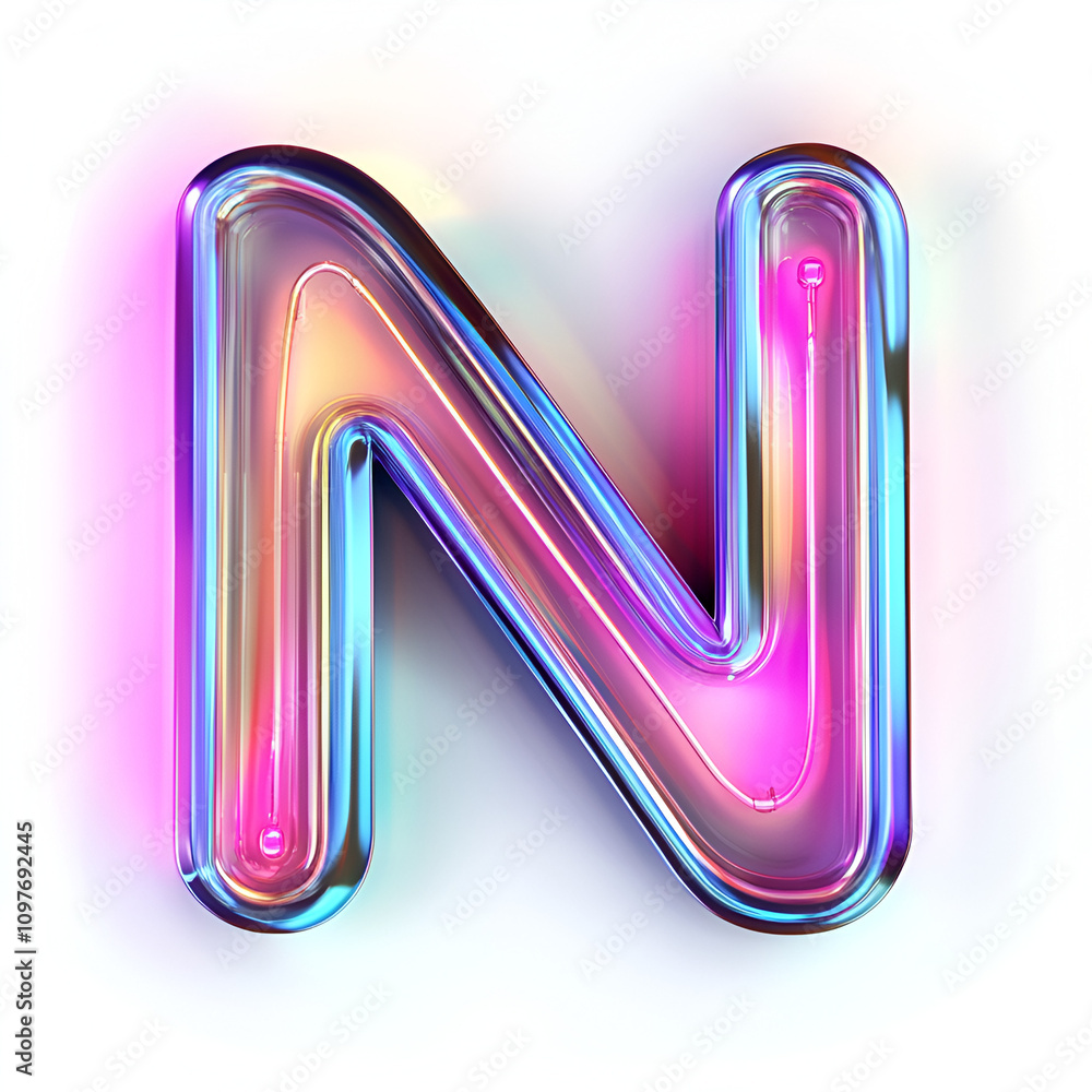 Neon typography logo design of letter n digital art modern style vibrant colors close-up view creative concept Neon typography logo design of letter n digital art modern style vibrant colors close-up view creative concept