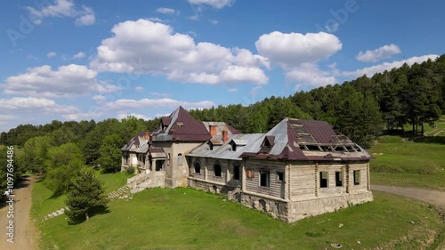 Wallpaper Mural A drone image of the catherine mansion, which is located in the Sarikamis district of Kars province, Turkey, and remains from the Russian tsarist period. Torontodigital.ca